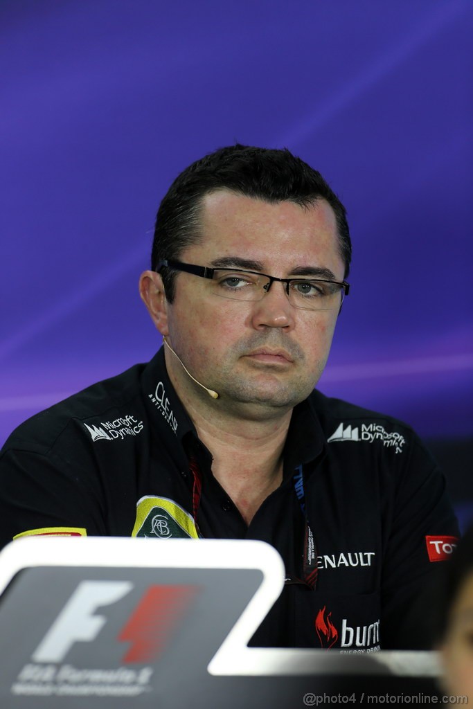 GP BAHRAIN, 19.04.2013- Conferenza Stampa, Eric Boullier (FRA), Team Manager, Lotus F1 Team 