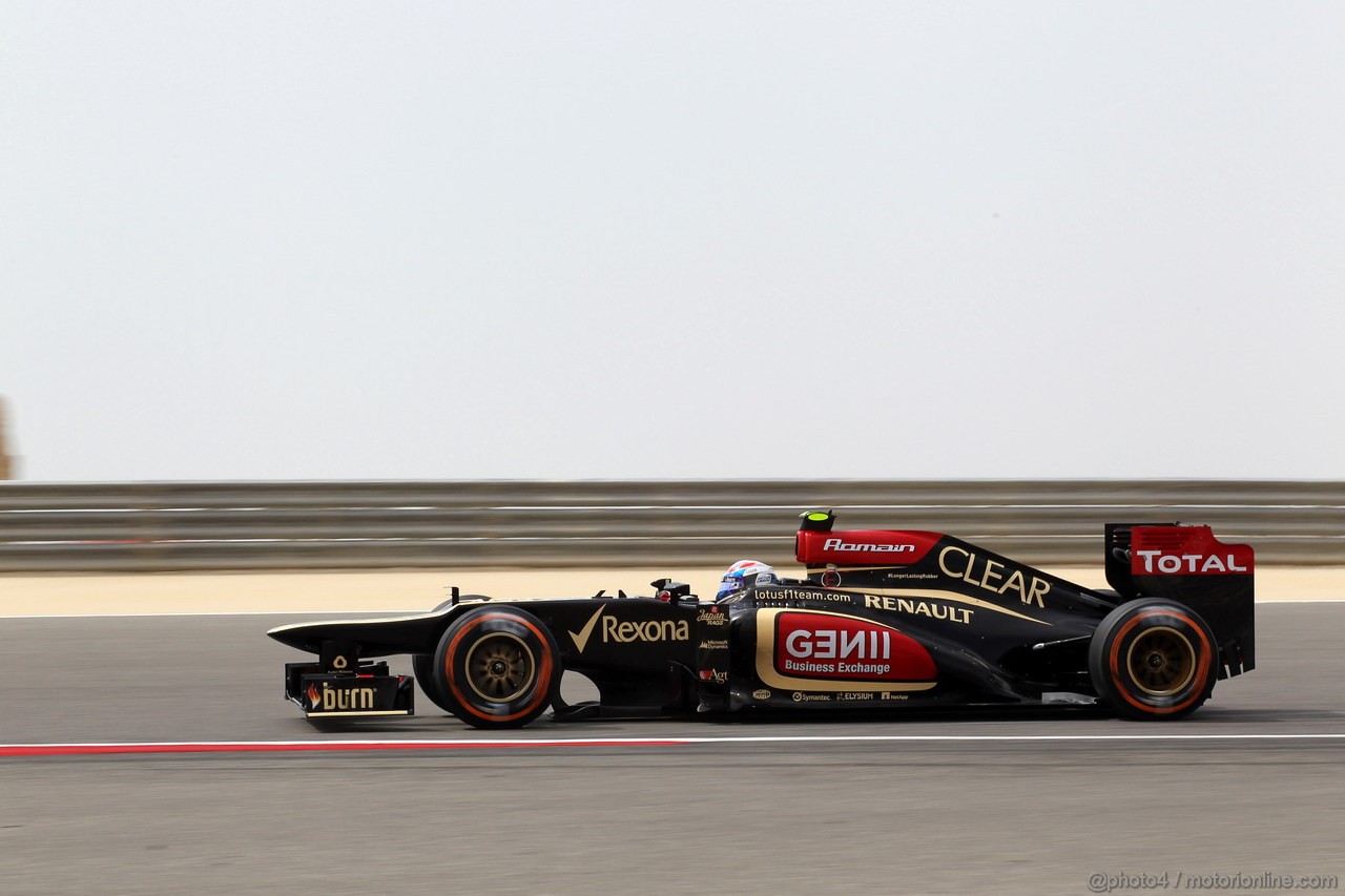 GP BAHRAIN, 19.04.2013- Prove Libere 2, Romain Grosjean (FRA) Lotus F1 Team E21 
