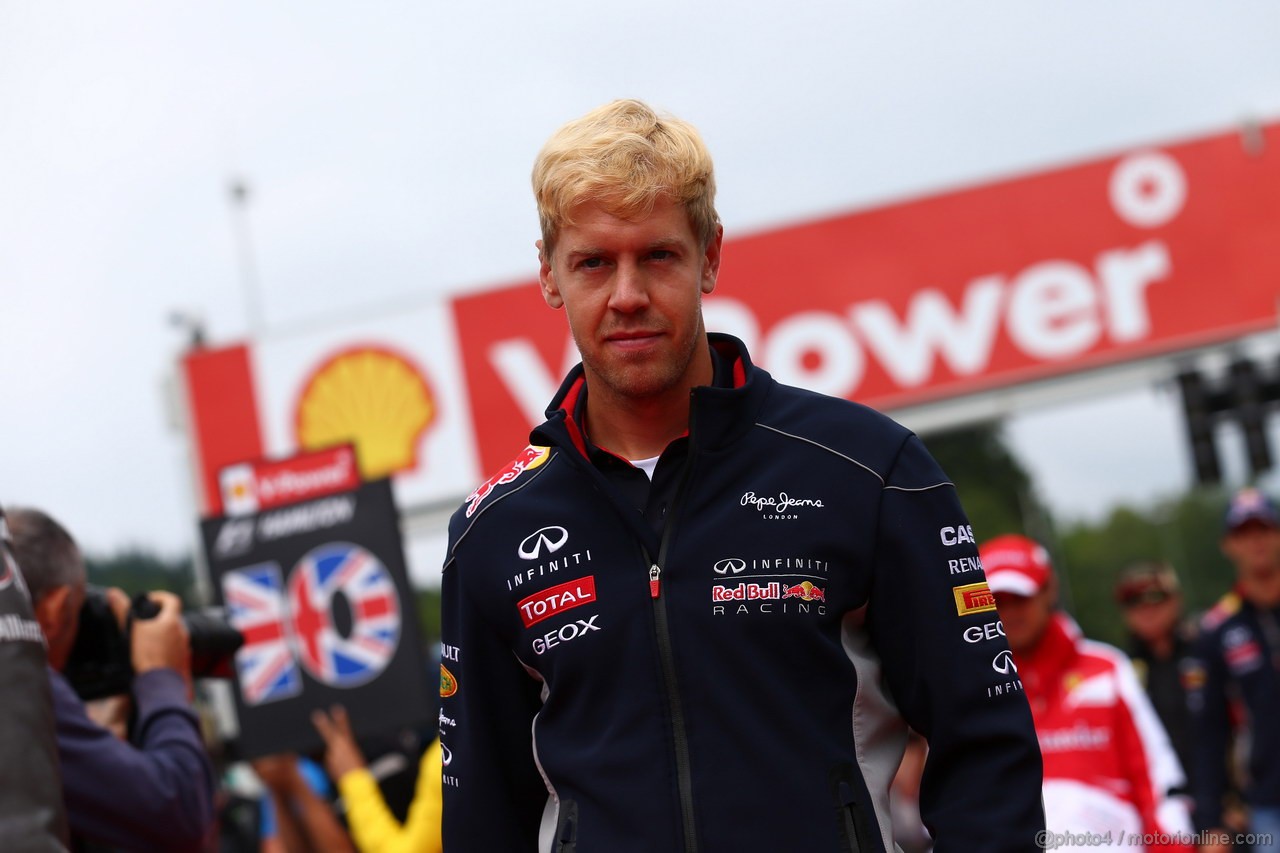 GP BELGIO, 25.08.2013- Sebastian Vettel (GER) Red Bull Racing RB9 