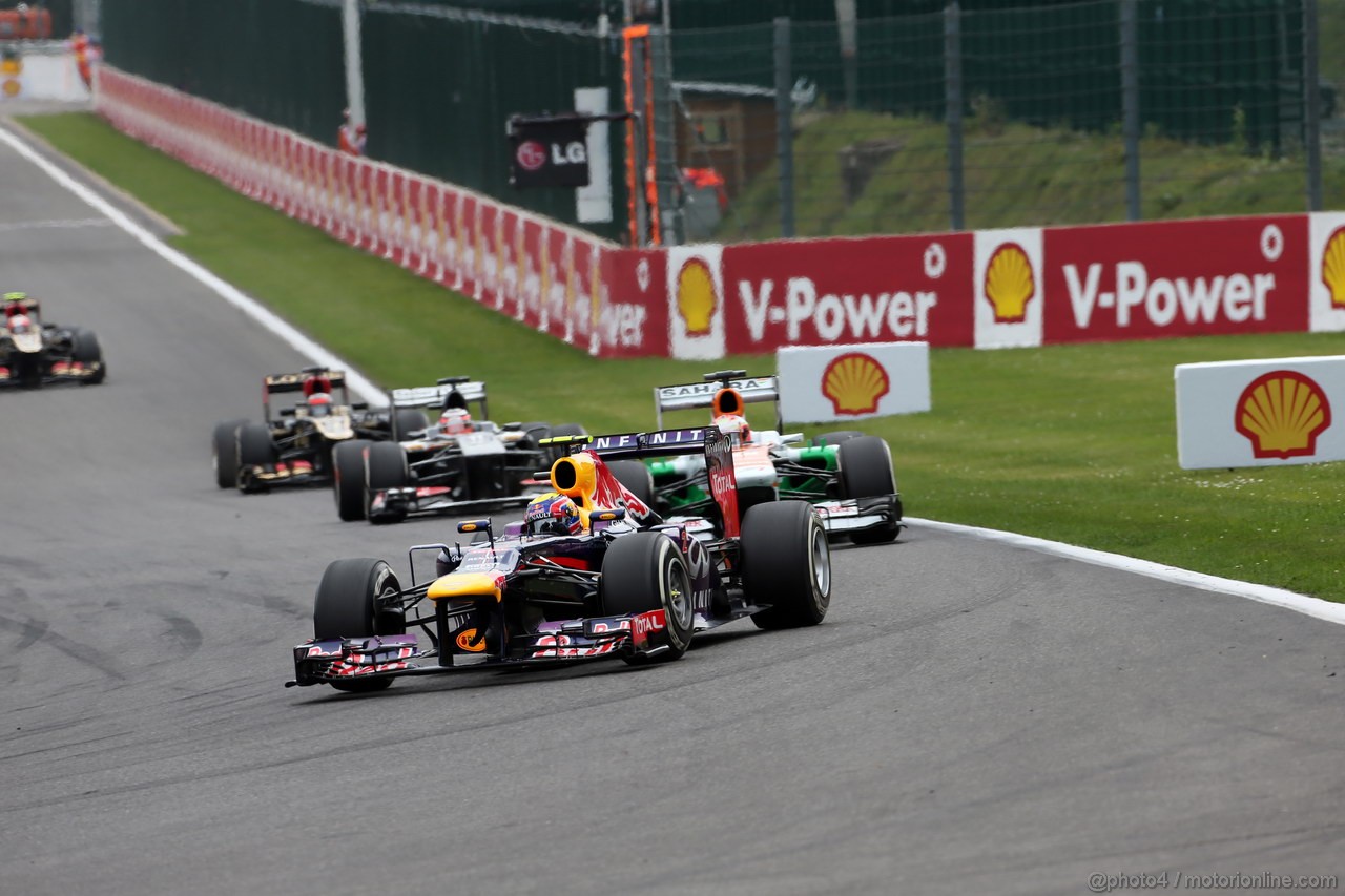 GP BELGIO, 25.08.2013-  Gara, Mark Webber (AUS) Red Bull Racing RB9 