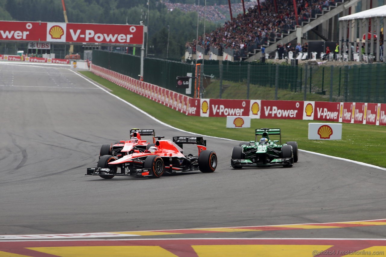 GP BELGIO, 25.08.2013-  Gara, Jules Bianchi (FRA) Marussia F1 Team MR02 e Max Chilton (GBR), Marussia F1 Team MR02 