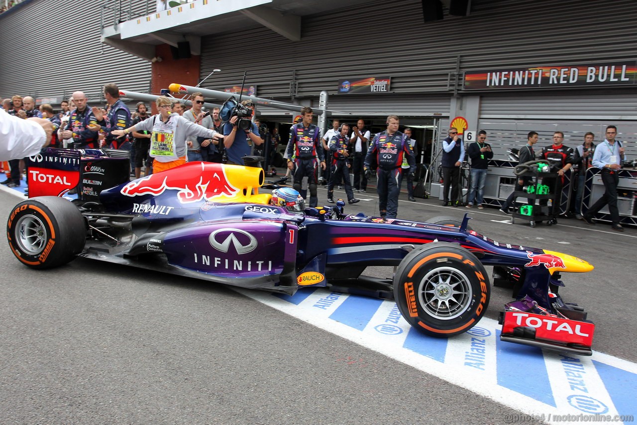 GP BELGIO, 25.08.2013-  Gara, Sebastian Vettel (GER) Red Bull Racing RB9 vincitore 