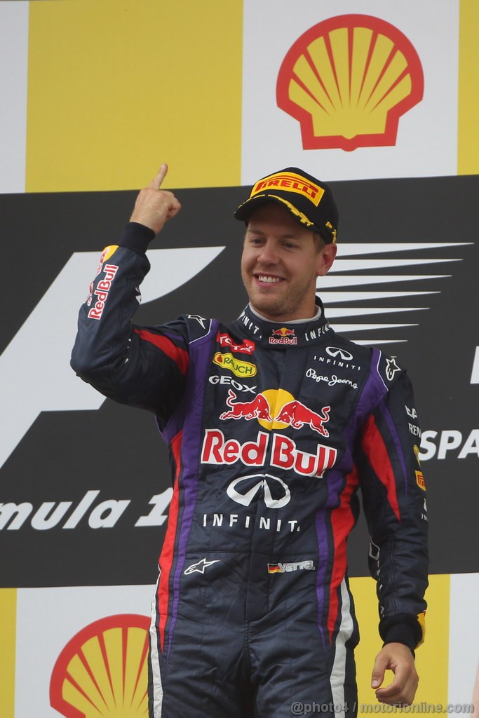 GP BELGIO, 25.08.2013-  Gara, Sebastian Vettel (GER) Red Bull Racing RB9 vincitore
