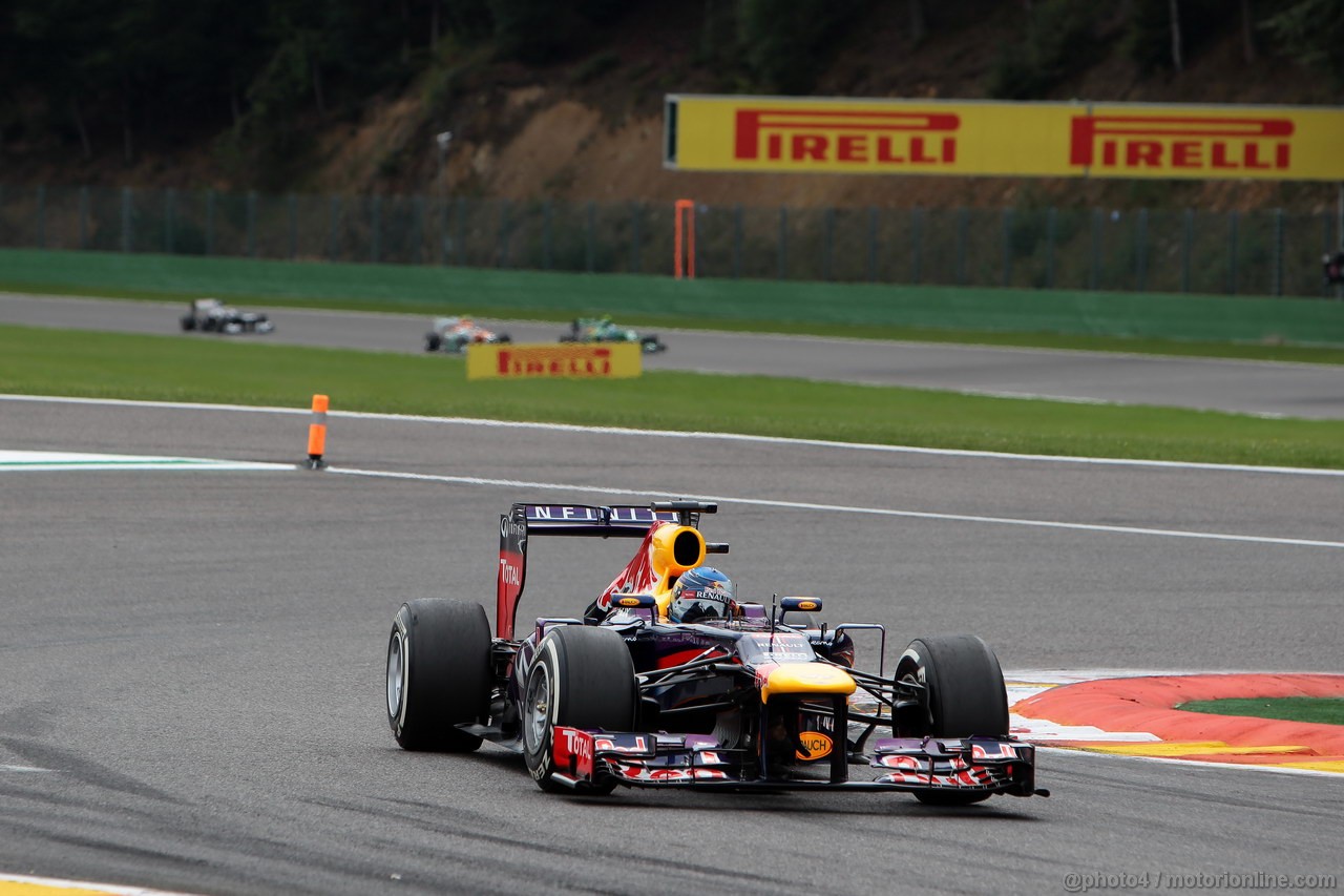 GP BELGIO, 25.08.2013-  Gara, Sebastian Vettel (GER) Red Bull Racing RB9 