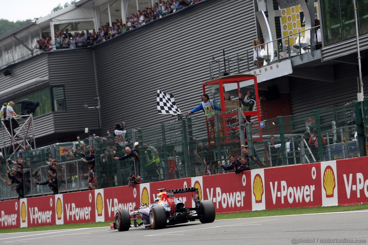 GP BELGIO, 25.08.2013-  Gara, Sebastian Vettel (GER) Red Bull Racing RB9 vincitore 