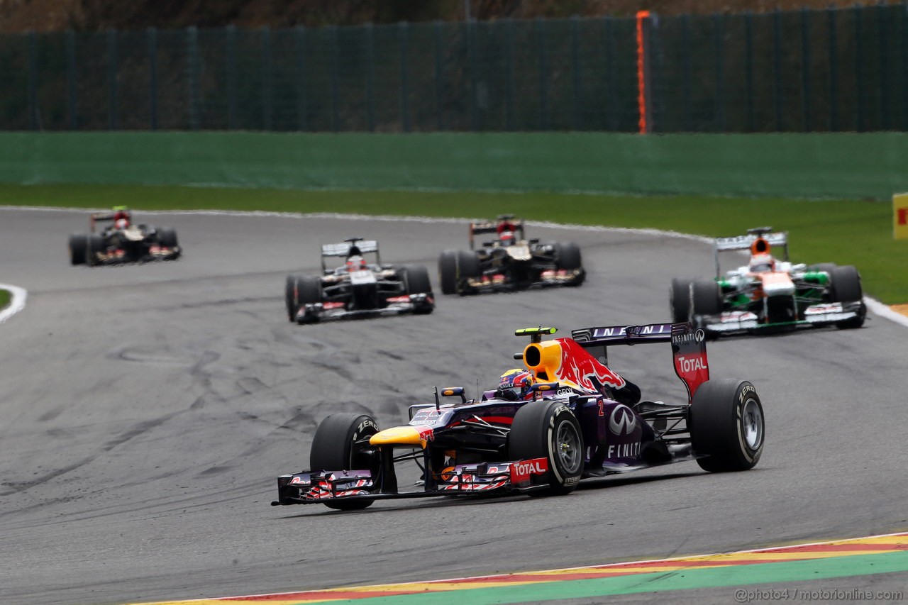 GP BELGIO, 25.08.2013-  Gara, Mark Webber (AUS) Red Bull Racing RB9 