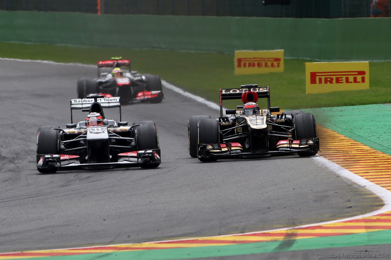 GP BELGIO, 25.08.2013-  Gara, The Lotus of Kimi Raikkonen (FIN) Lotus F1 Team E21 smoking.