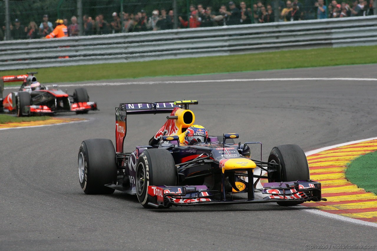 GP BELGIO, 25.08.2013-  Gara, Mark Webber (AUS) Red Bull Racing RB9 