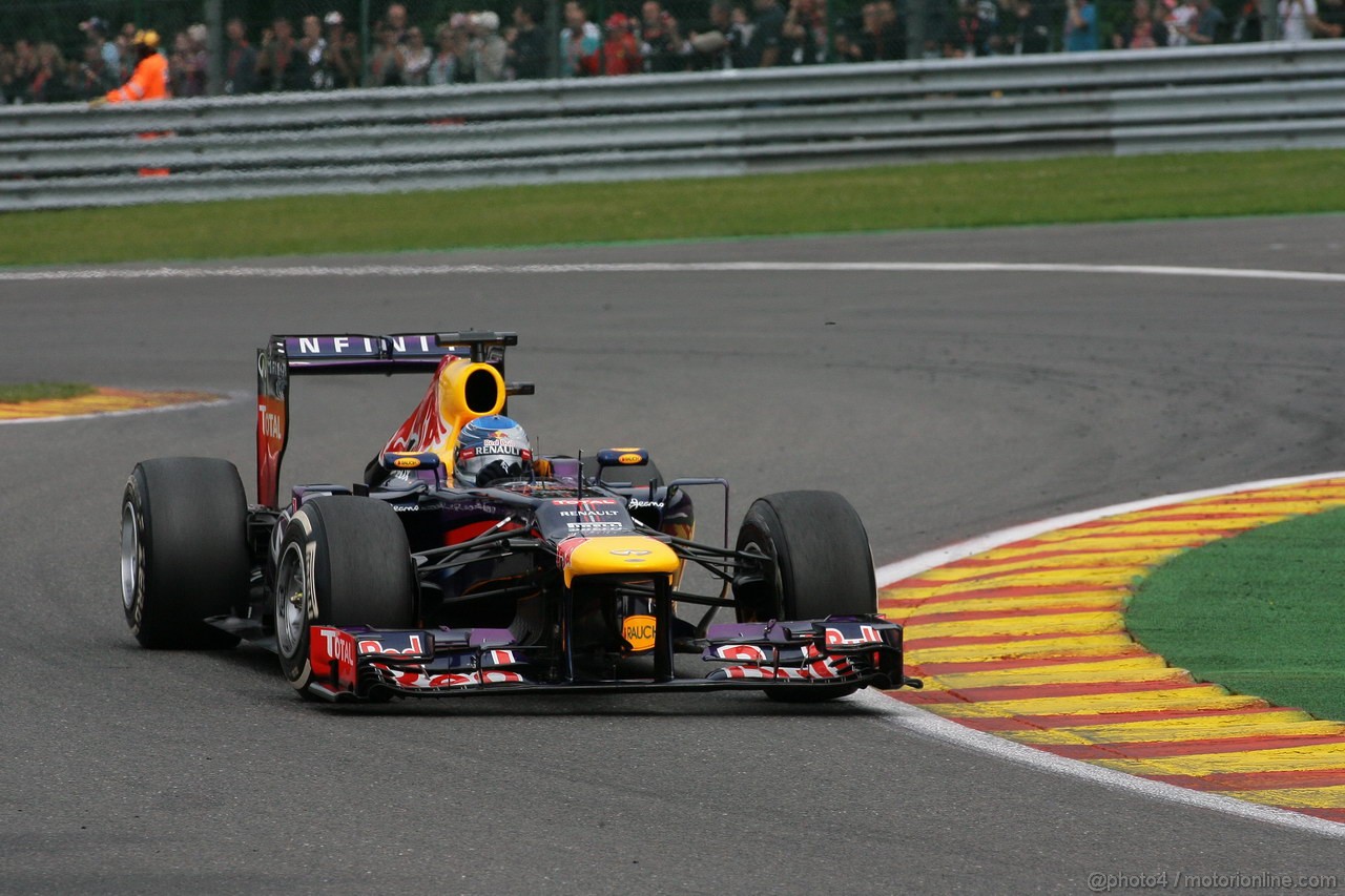 GP BELGIO, 25.08.2013-  Gara, Sebastian Vettel (GER) Red Bull Racing RB9 