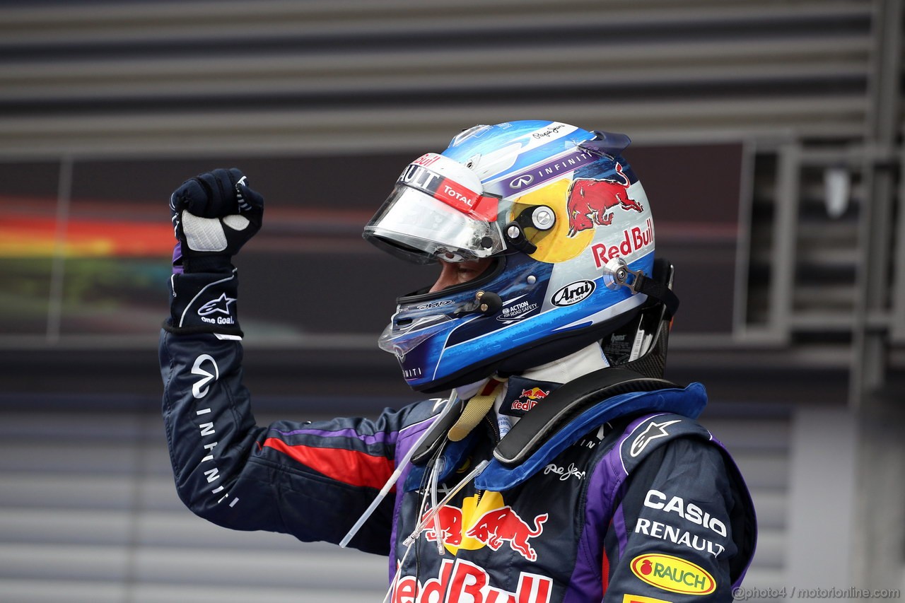 GP BELGIO, 25.08.2013-  Gara, Sebastian Vettel (GER) Red Bull Racing RB9 vincitore 
