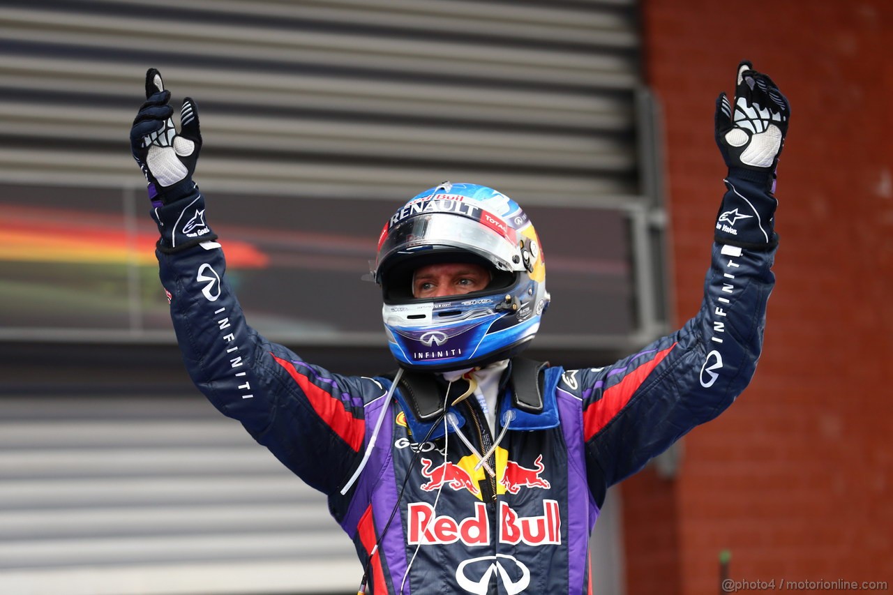 GP BELGIO, 25.08.2013-  Gara, Sebastian Vettel (GER) Red Bull Racing RB9 vincitore