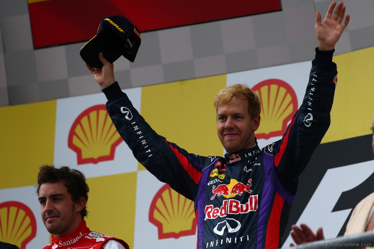 GP BELGIO, 25.08.2013-  Gara, Sebastian Vettel (GER) Red Bull Racing RB9 vincitore 