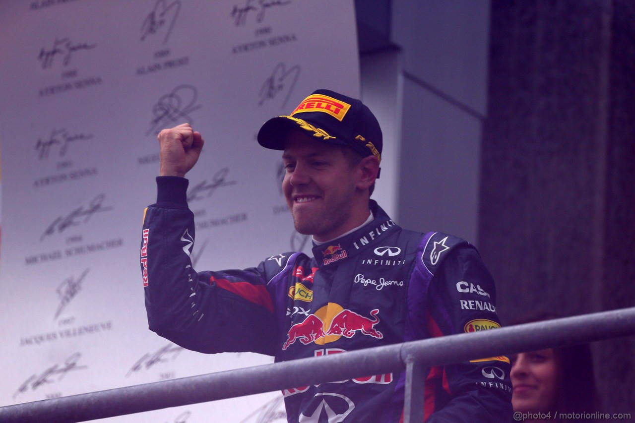 GP BELGIO, 25.08.2013-  Gara, Sebastian Vettel (GER) Red Bull Racing RB9 vincitore