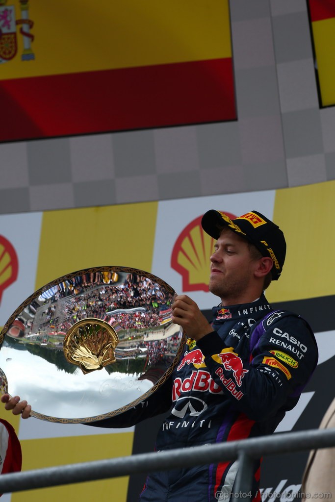 GP BELGIO, 25.08.2013-  Gara, Sebastian Vettel (GER) Red Bull Racing RB9 vincitore 