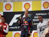 GP BELGIO, 25.08.2013-  Gara, 1st position Sebastian Vettel (GER) Red Bull Racing RB9, secondo Fernando Alonso (ESP) Ferrari F138 e terzo Lewis Hamilton (GBR) Mercedes AMG F1 W04 