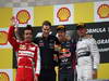 GP BELGIO, 25.08.2013-  Gara, 1st position Sebastian Vettel (GER) Red Bull Racing RB9, secondo Fernando Alonso (ESP) Ferrari F138 e terzo Lewis Hamilton (GBR) Mercedes AMG F1 W04 