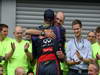 GP BELGIO, 25.08.2013-  Gara, Festeggiamenti,Sebastian Vettel (GER) Red Bull Racing RB9 celebrates his victory with Adrian Newey (GBR), Red Bull Racing , Technical Operations Director