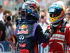 GP BELGIO, 25.08.2013-  Gara, Sebastian Vettel (GER) Red Bull Racing RB9 vincitore e secondo Fernando Alonso (ESP) Ferrari F138 