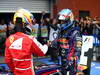 GP BELGIO, 25.08.2013-  Gara, Sebastian Vettel (GER) Red Bull Racing RB9 vincitore e secondo Fernando Alonso (ESP) Ferrari F138