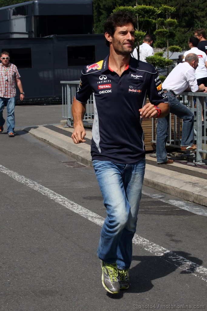 GP BELGIO, 22.08.2013- Mark Webber (AUS) Red Bull Racing RB9 