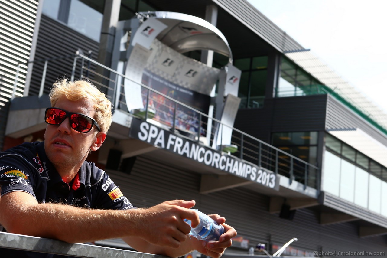 GP BELGIO, 22.08.2013- Sebastian Vettel (GER) Red Bull Racing RB9 