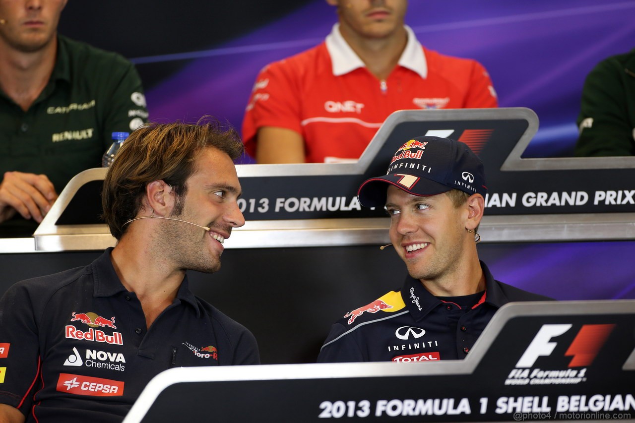GP BELGIO, 22.08.2013- Conferenza Stampa, (L-D) Jean-Eric Vergne (FRA) Scuderia Toro Rosso STR8 e Sebastian Vettel (GER) Red Bull Racing RB9 