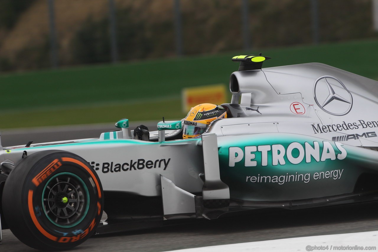 GP BELGIO, 24.08.2013- Prove Libere 3, Lewis Hamilton (GBR) Mercedes AMG F1 W04 