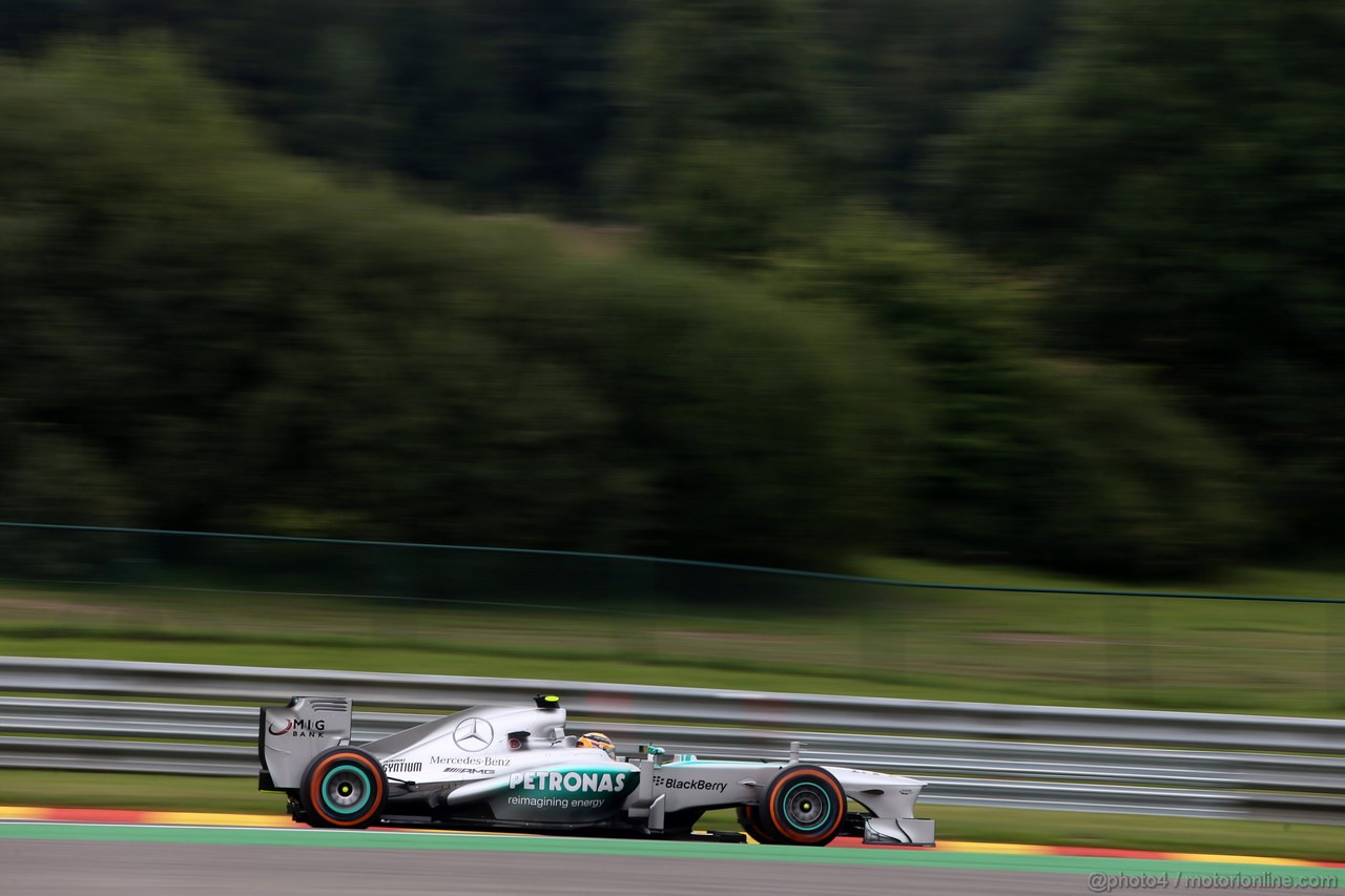 GP BELGIO, 24.08.2013- Prove Libere 3, Lewis Hamilton (GBR) Mercedes AMG F1 W04 