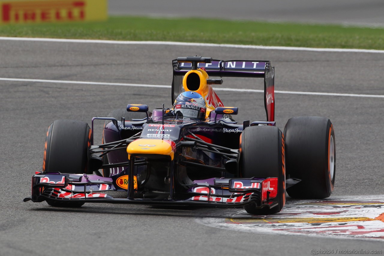 GP BELGIO, 24.08.2013- Prove Libere 3, Sebastian Vettel (GER) Red Bull Racing RB9 