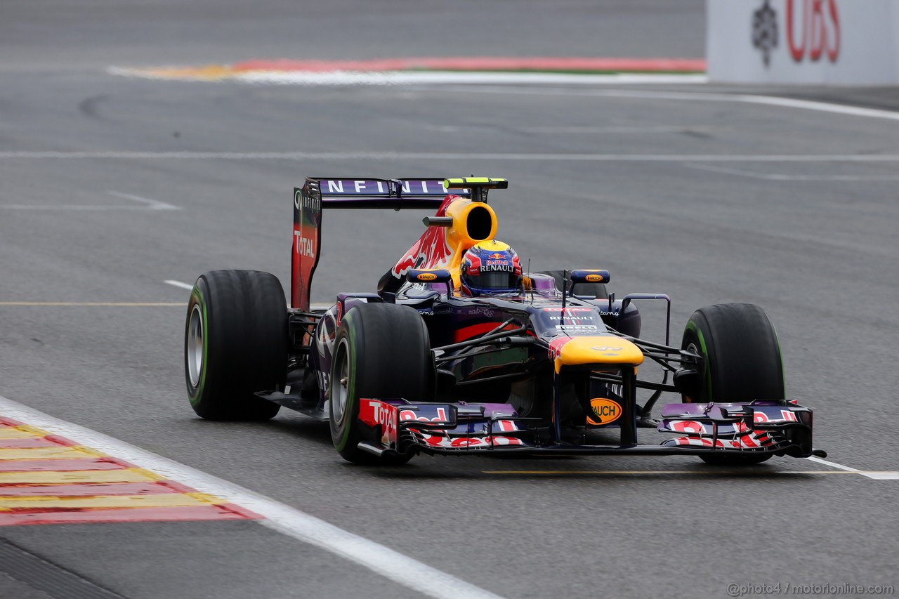 GP BELGIO, 24.08.2013- Qualifiche, Mark Webber (AUS) Red Bull Racing RB9 