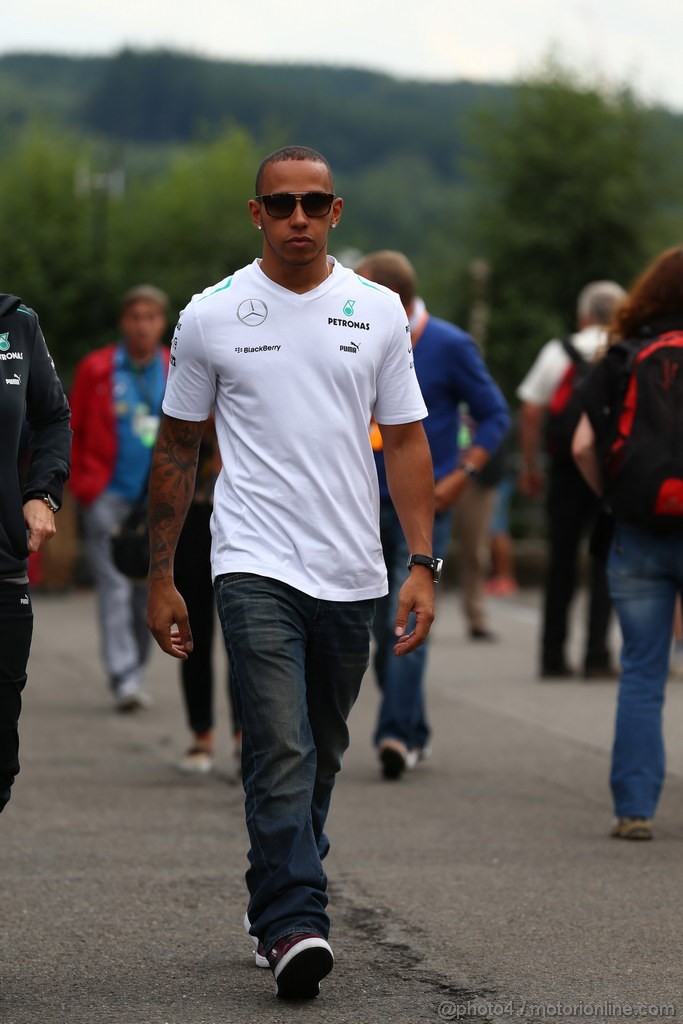 GP BELGIO, 24.08.2013- Lewis Hamilton (GBR) Mercedes AMG F1 W04 
