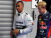 GP BELGIO, 24.08.2013- Qualifiche, Lewis Hamilton (GBR) Mercedes AMG F1 W04 pole position e Sebastian Vettel (GER) Red Bull Racing RB9 secondo
