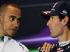 GP BELGIO, 24.08.2013- Qualifiche, Conferenza Stampa, Lewis Hamilton (GBR) Mercedes AMG F1 W04 e Mark Webber (AUS) Red Bull Racing RB9 