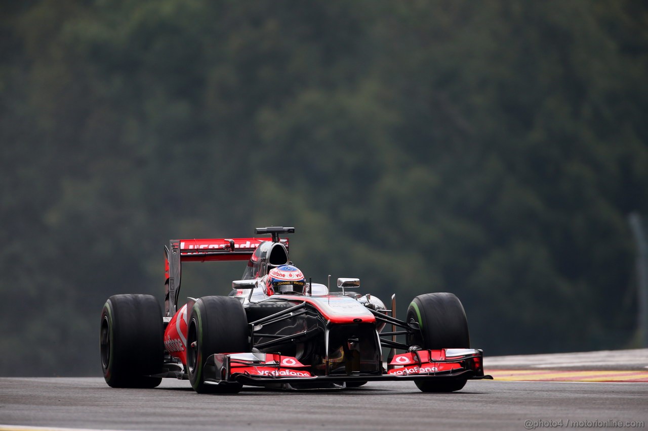 GP BELGIO, 23.08.2013- Prove Libere 1, Jenson Button (GBR) McLaren Mercedes MP4-28 