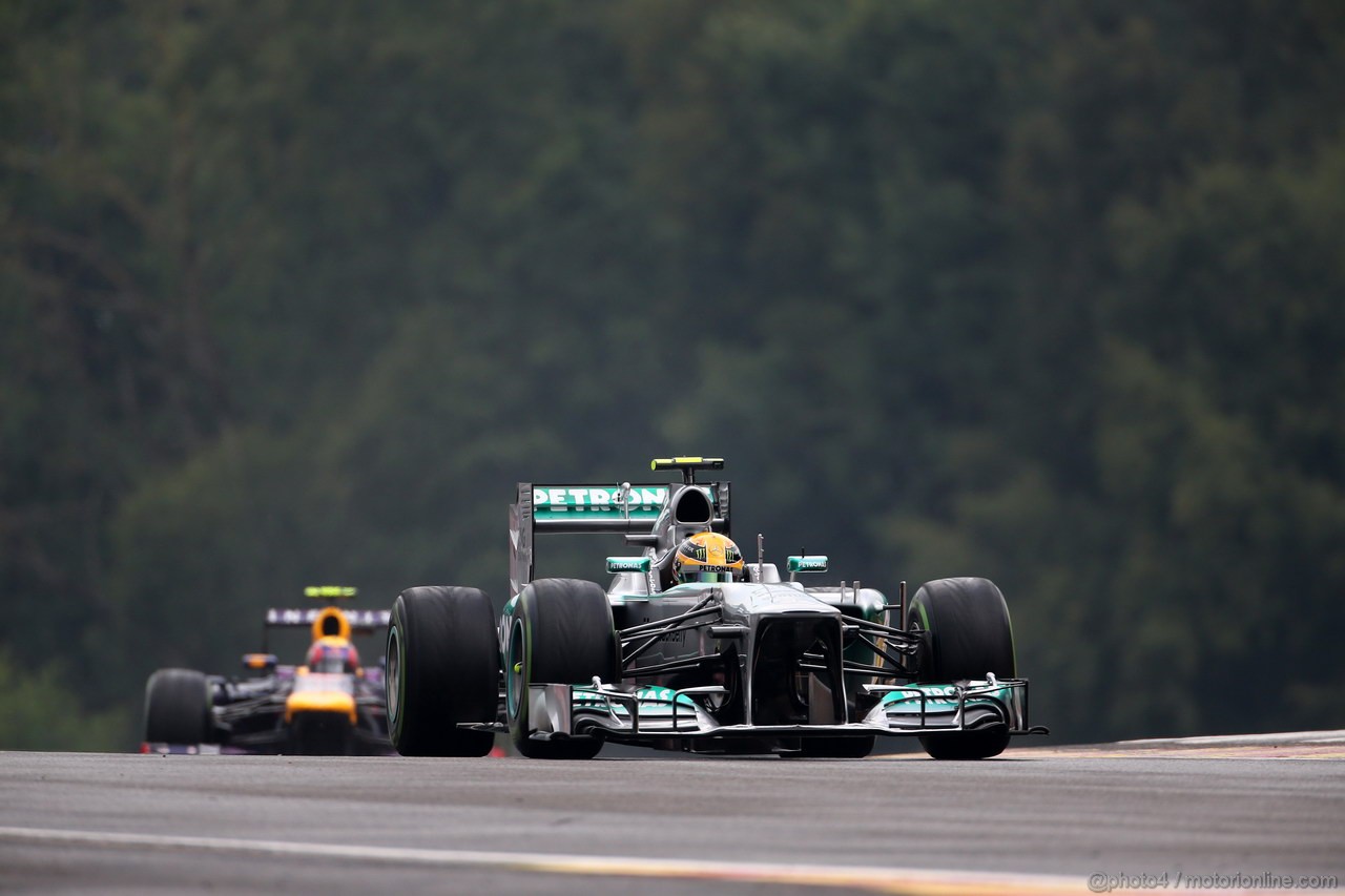 GP BELGIO, 23.08.2013- Prove Libere 1, Lewis Hamilton (GBR) Mercedes AMG F1 W04 