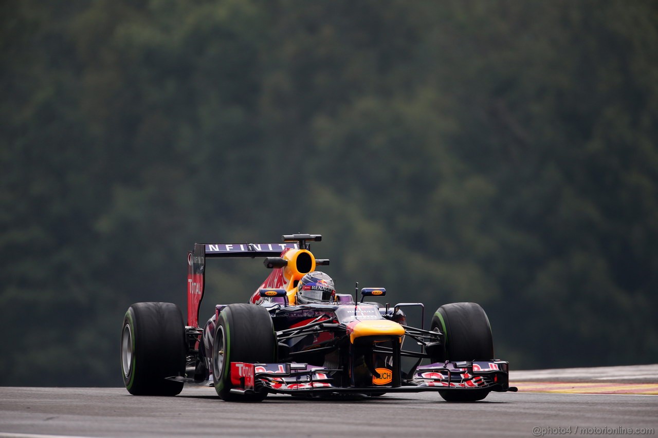 GP BELGIO, 23.08.2013- Prove Libere 1, Sebastian Vettel (GER) Red Bull Racing RB9 
