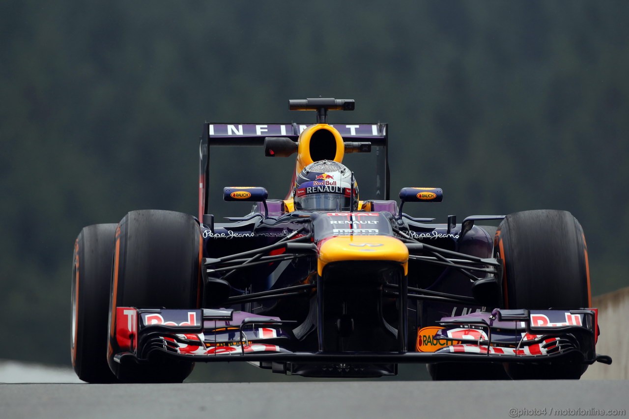 GP BELGIO, 23.08.2013- Prove Libere 1, Sebastian Vettel (GER) Red Bull Racing RB9 