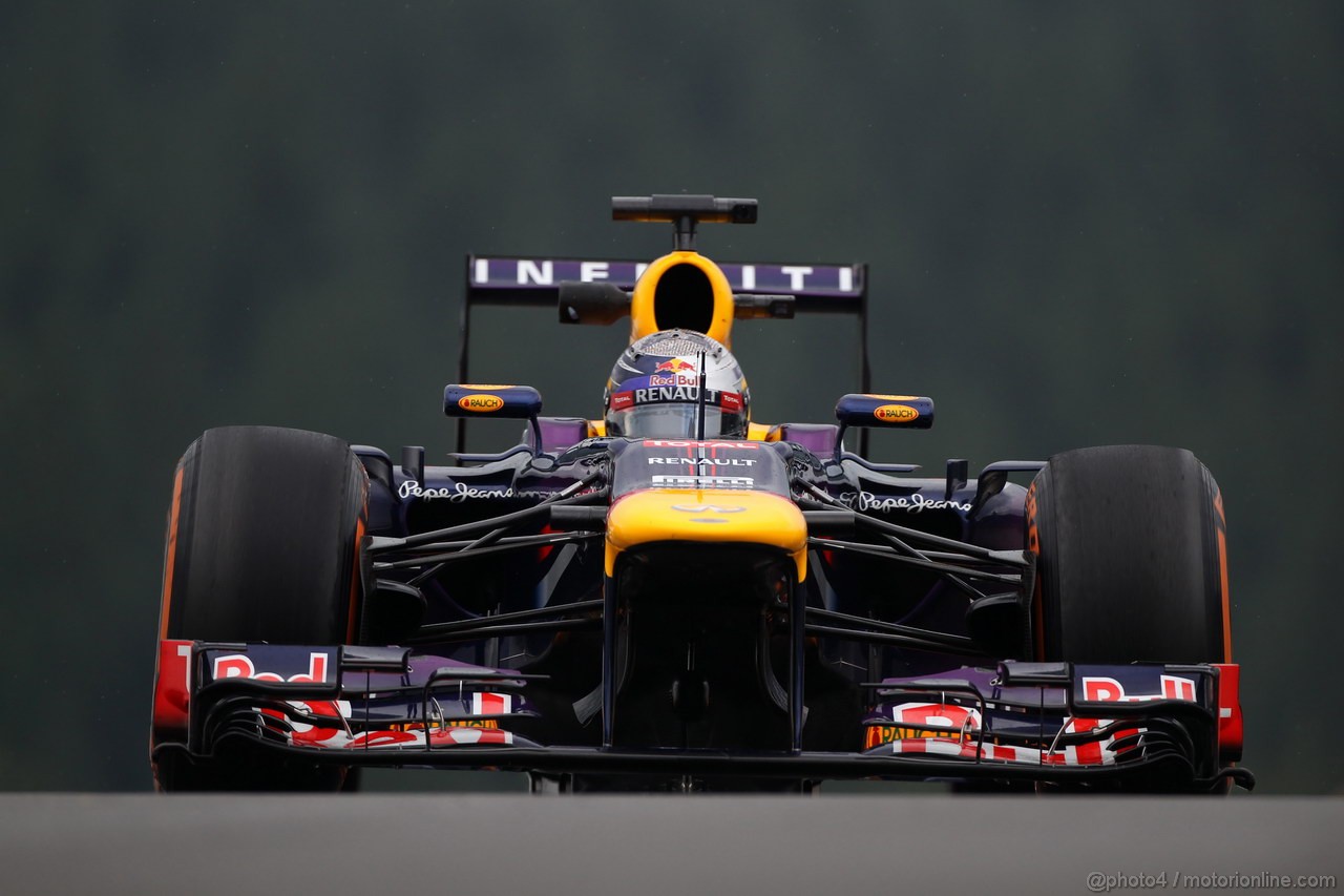 GP BELGIO, 23.08.2013- Prove Libere 1, Sebastian Vettel (GER) Red Bull Racing RB9 