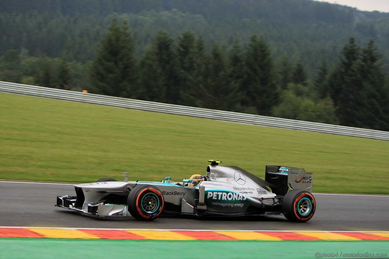 GP BELGIO, 23.08.2013- Prove Libere 1, Lewis Hamilton (GBR) Mercedes AMG F1 W04 