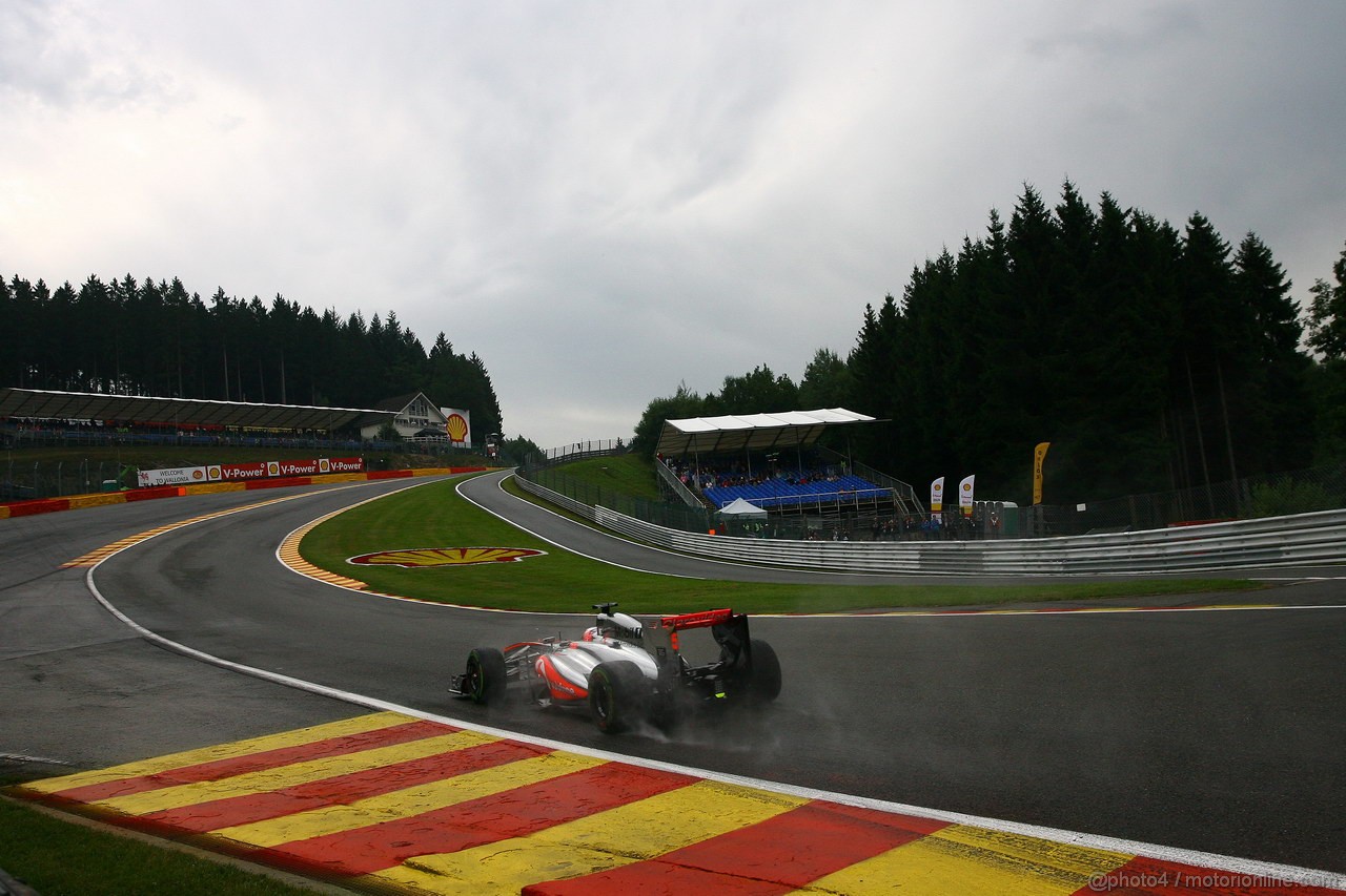 GP BELGIO, 23.08.2013- Prove Libere 1, Jenson Button (GBR) McLaren Mercedes MP4-28 