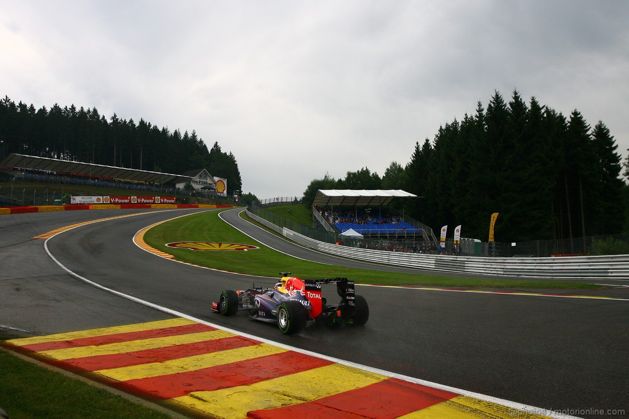 GP BELGIO, 23.08.2013- Prove Libere 1, Sebastian Vettel (GER) Red Bull Racing RB9 