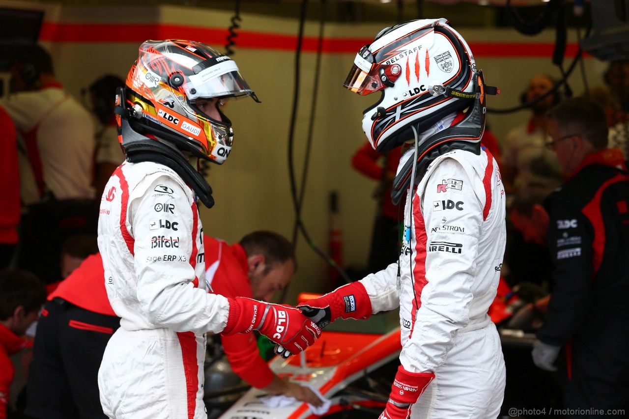 GP BELGIO, 23.08.2013- Prove Libere 1, Jules Bianchi (FRA) Marussia F1 Team MR02 e Max Chilton (GBR), Marussia F1 Team MR02 