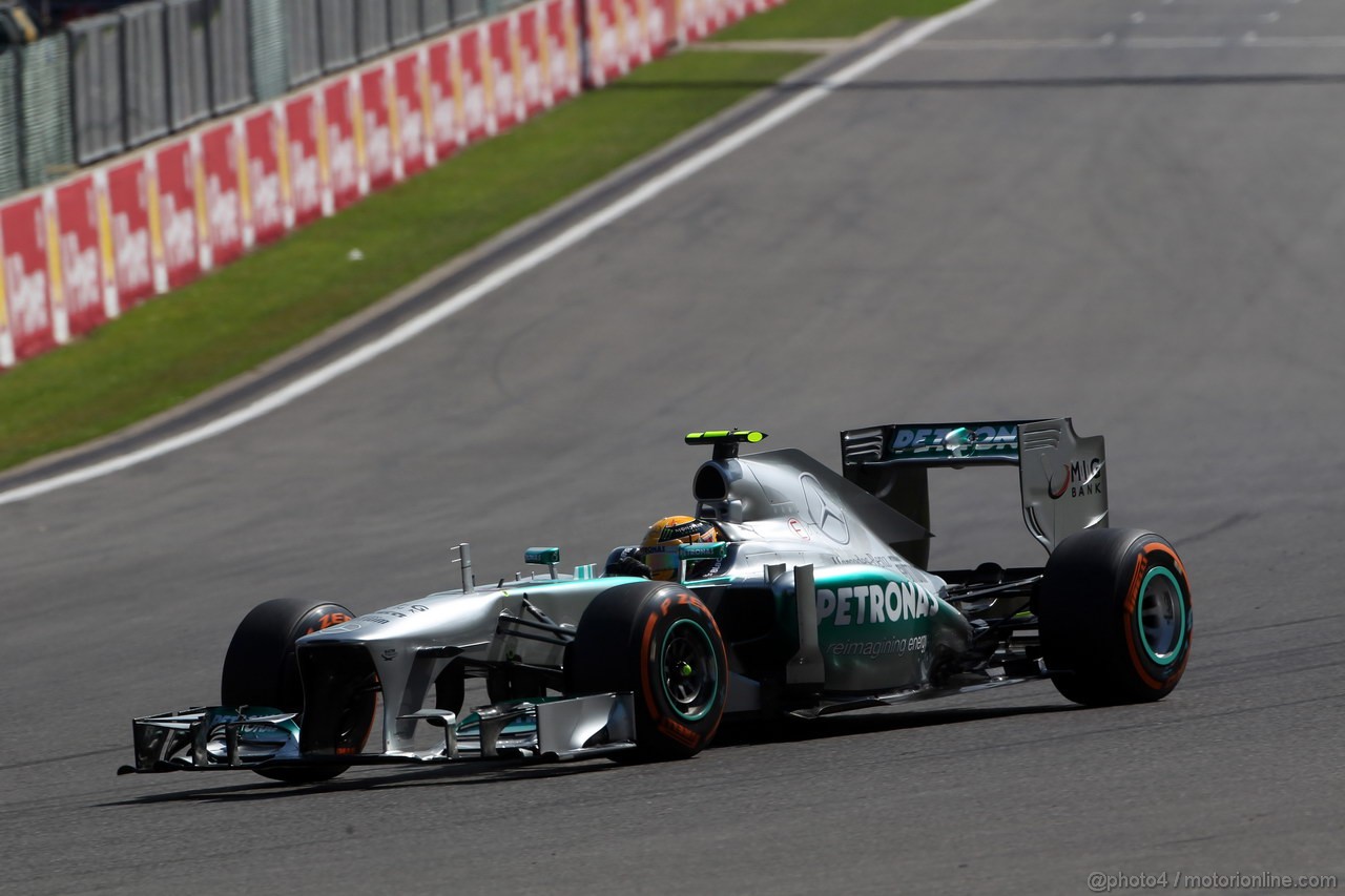 GP BELGIO, 23.08.2013- Prove Libere 2, Lewis Hamilton (GBR) Mercedes AMG F1 W04 