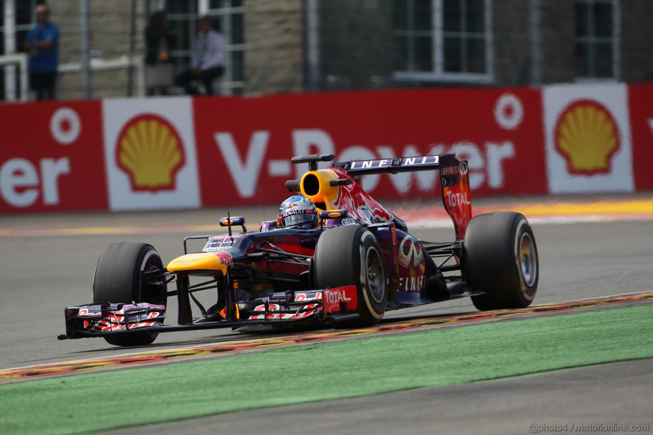 GP BELGIO, 23.08.2013- Prove Libere 2, Sebastian Vettel (GER) Red Bull Racing RB9 