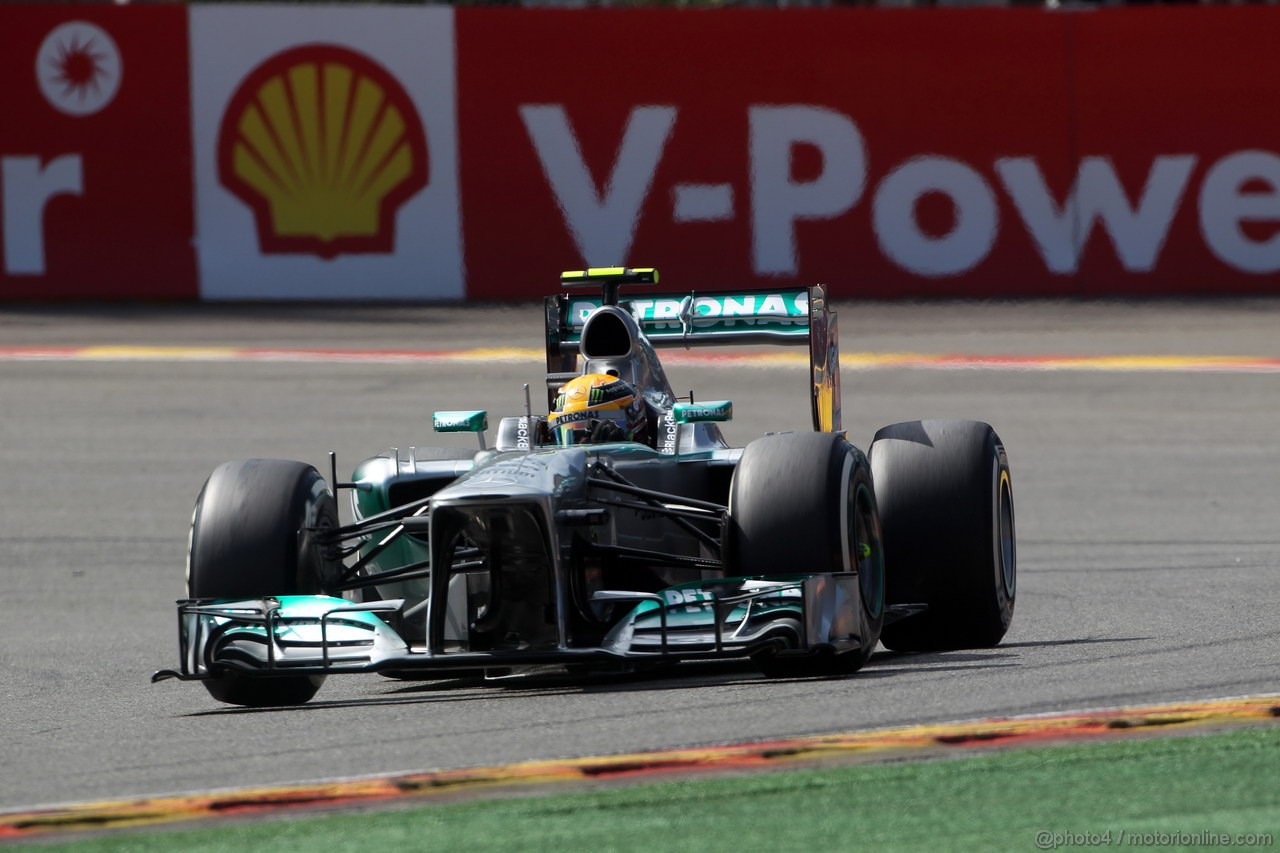 GP BELGIO, 23.08.2013- Prove Libere 2, Lewis Hamilton (GBR) Mercedes AMG F1 W04 