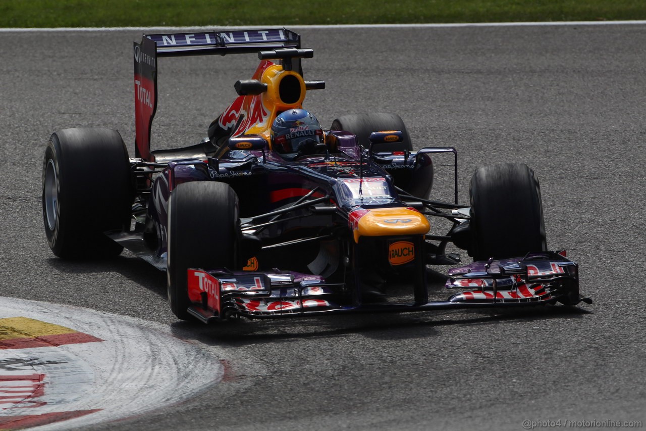 GP BELGIO, 23.08.2013- Prove Libere 2, Sebastian Vettel (GER) Red Bull Racing RB9 