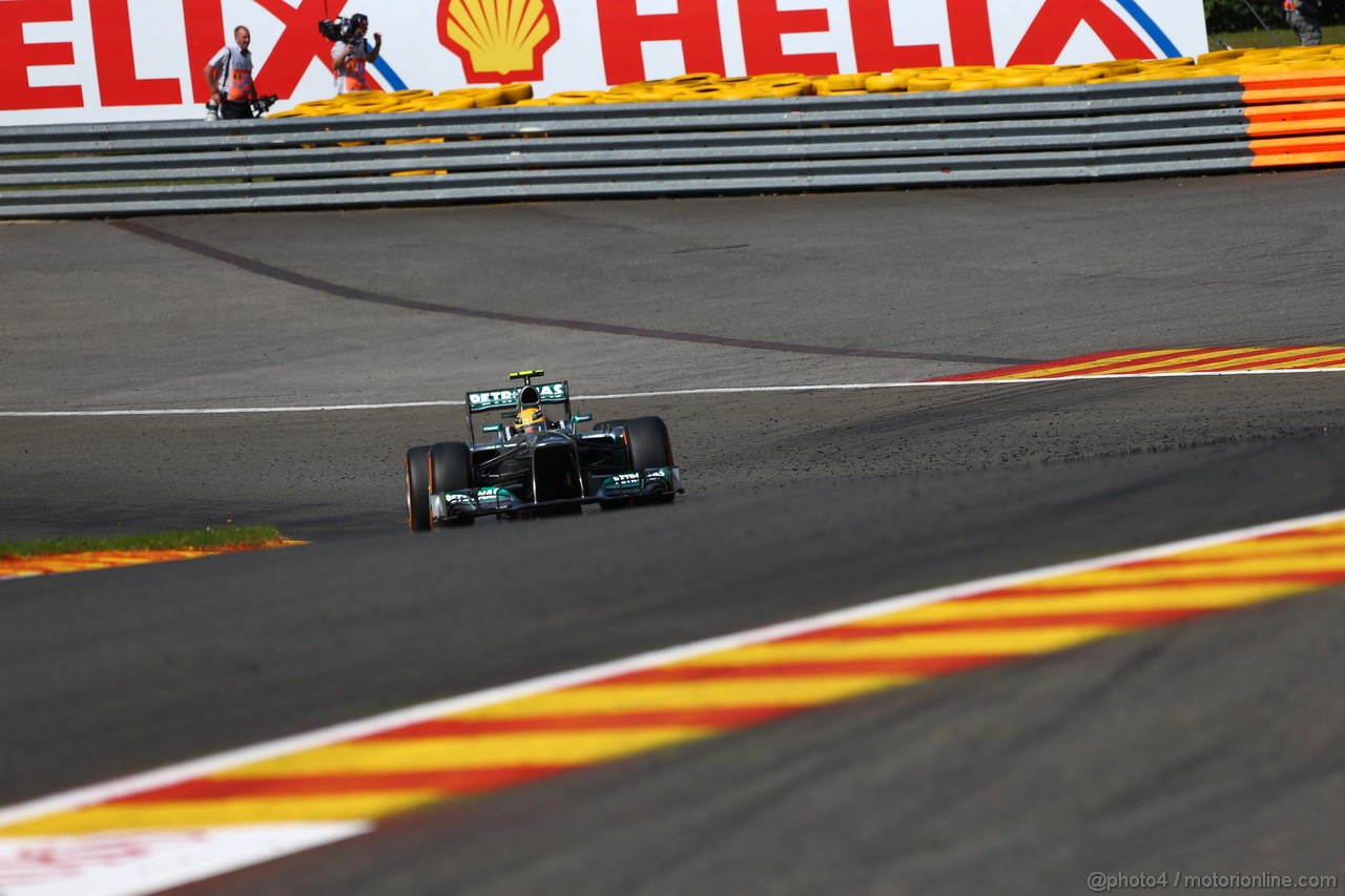 GP BELGIO, 23.08.2013- Prove Libere 2, Lewis Hamilton (GBR) Mercedes AMG F1 W04 