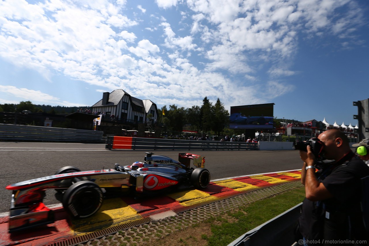 GP BELGIO, 23.08.2013- Prove Libere 2, Jenson Button (GBR) McLaren Mercedes MP4-28 