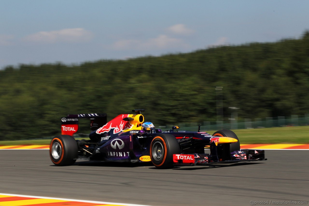 GP BELGIO, 23.08.2013- Prove Libere 2, Sebastian Vettel (GER) Red Bull Racing RB9 