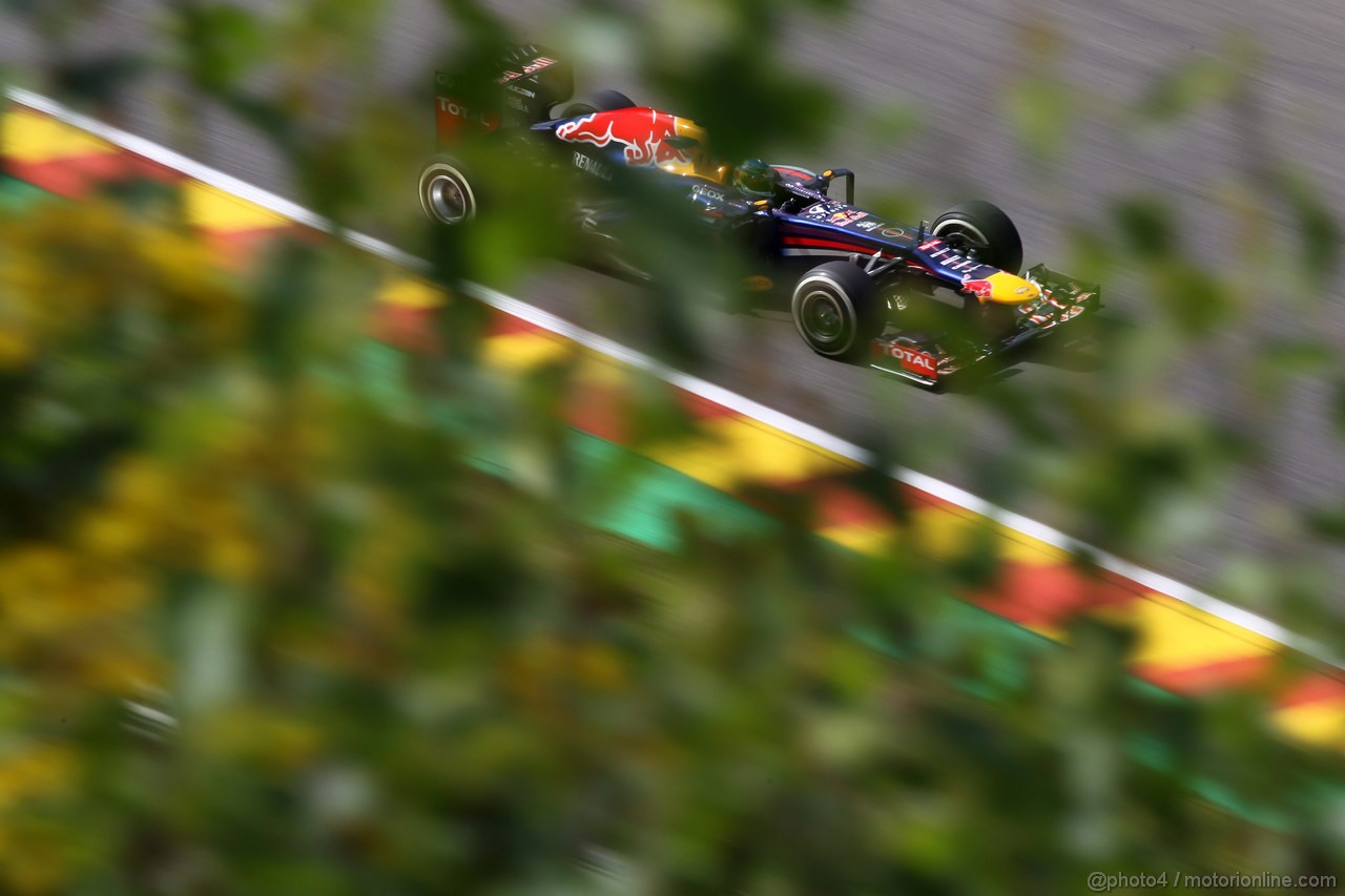 GP BELGIO, 23.08.2013- Prove Libere 2, Sebastian Vettel (GER) Red Bull Racing RB9 